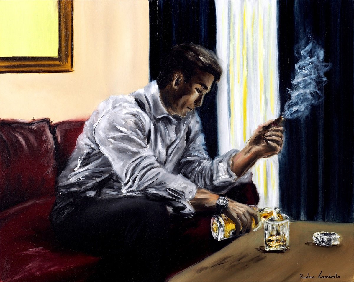 Impressionistic Portrait Oil Painting By Ruslana Levandovska, 30 X 24", A Gentleman