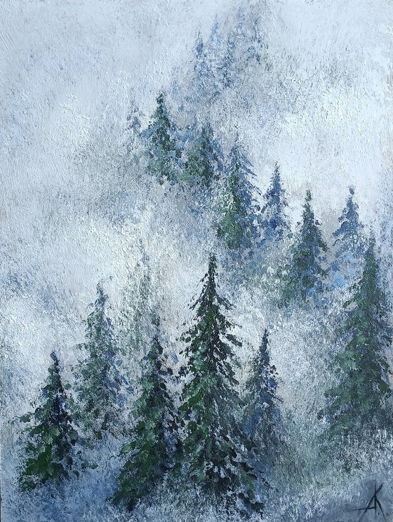 Fog - forest, acrylic