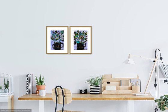 Bouquets / Stylized / Diptych /  ORIGINAL PAINTING
