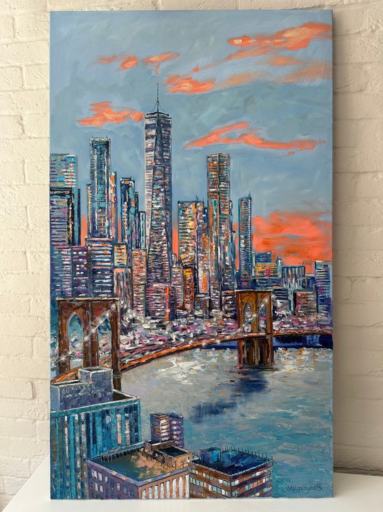 "Evening in New York" oil painting, cityscape, XXL