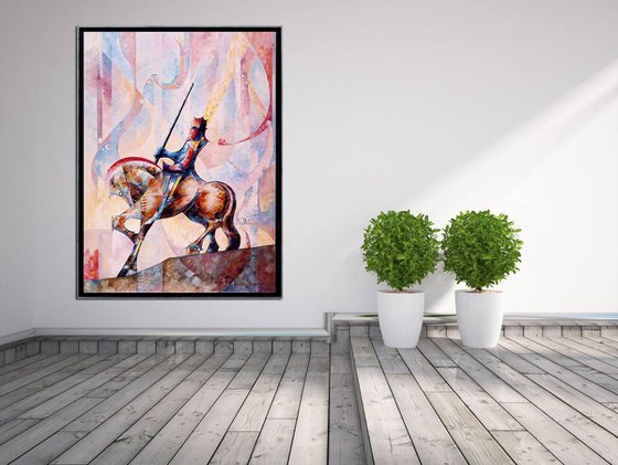 Longin a cheval de Subirachs /  85 x 115 cm