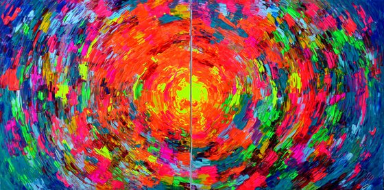 Gypsy Skirt Rounded VII - 200x100 cm - XXXL Large Modern Abstract Big Painting - Ready to Hang, Office, Hotel and Restaurant Wall Decoration