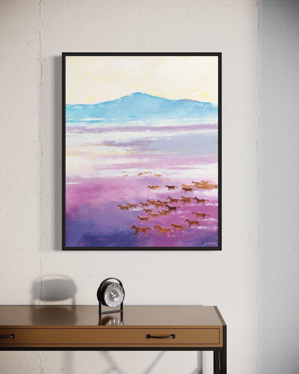 Impressionistic Animal Oil Painting By Volodymyr Smoliak, 26 X 31", Horses, Original Artwork