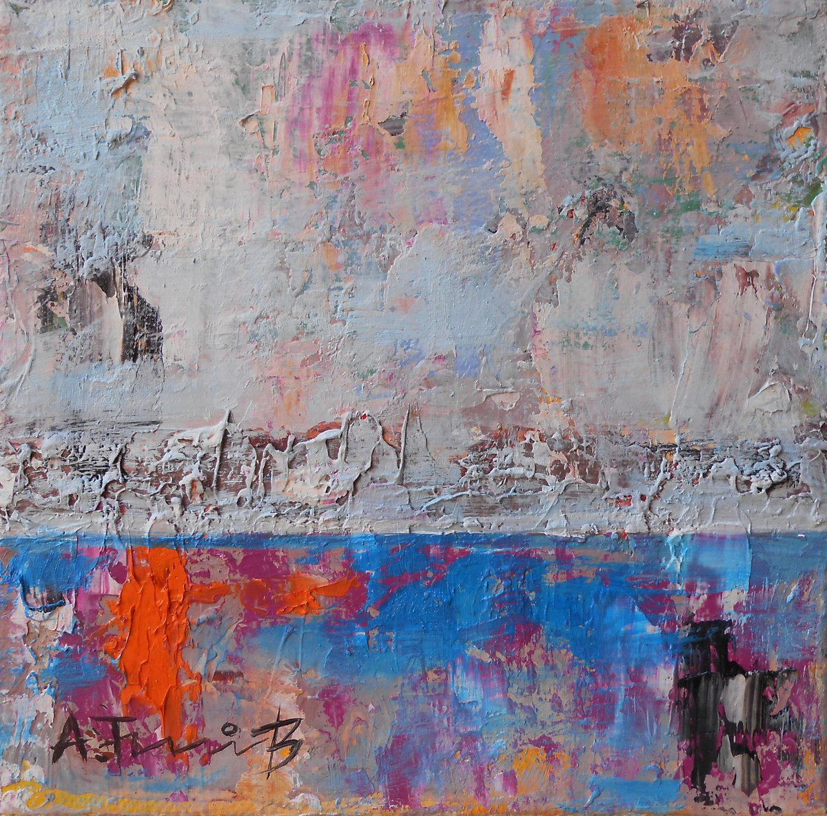 Abstract Oil Painting By Alexander Titorenkov, 6 X 6, Abstract Iii, Original Artwork