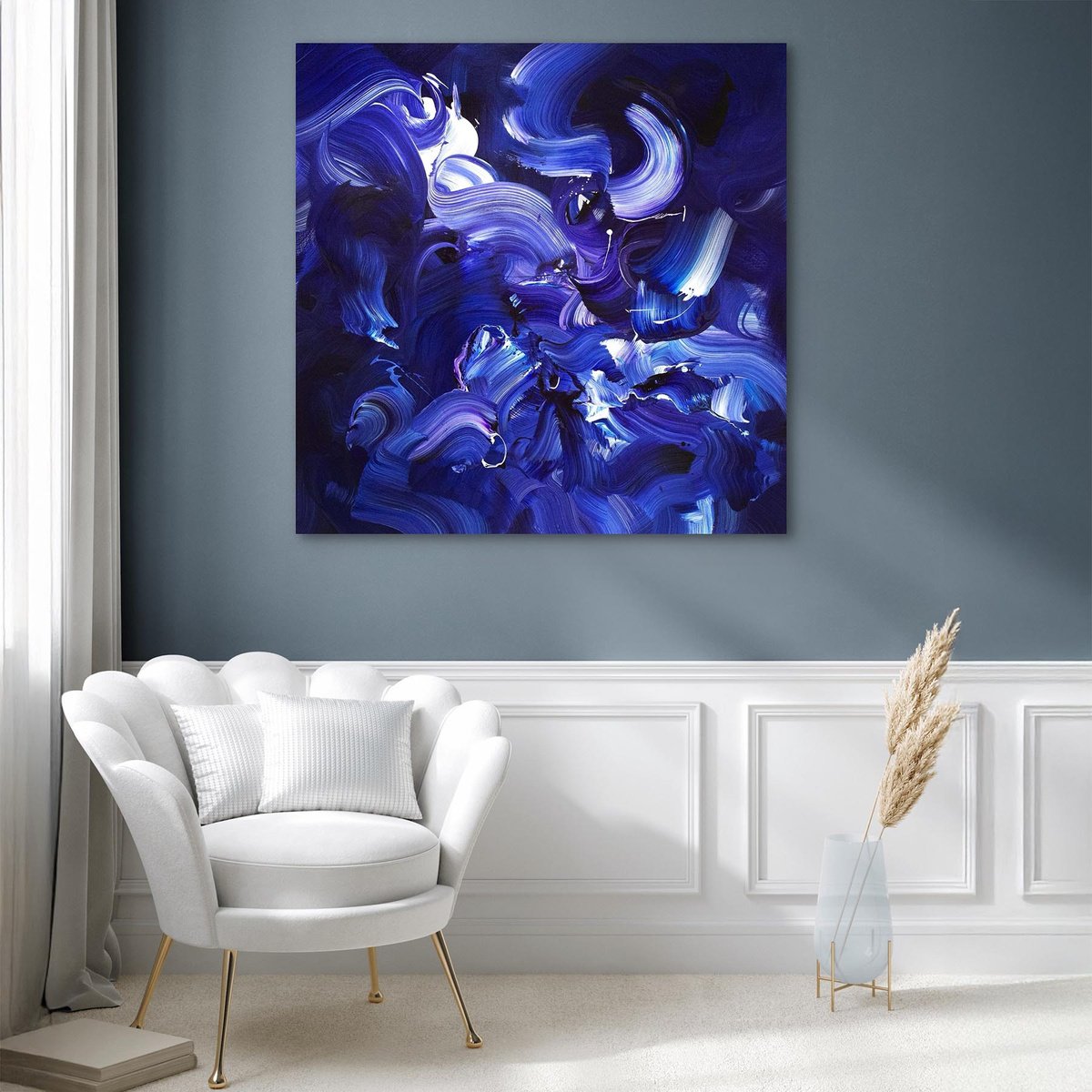 Abstract Landscape Acrylic Painting By Paresh Nrshinga Frsa, 40 X 40", Skyfall, Original Artwork