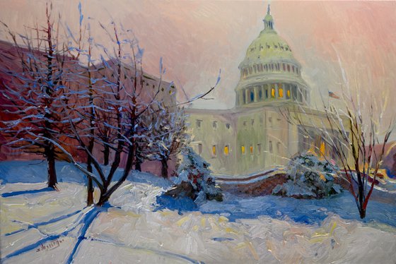 Capitol Building in Washignton DC, Dusk, Winter