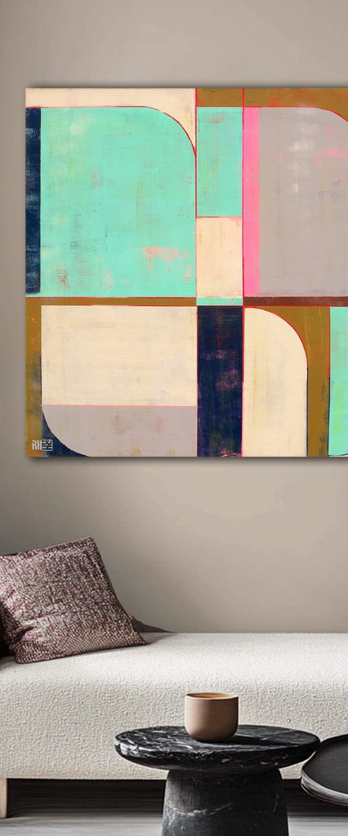 Circle in Circle Mint Square by Ronald Hunter