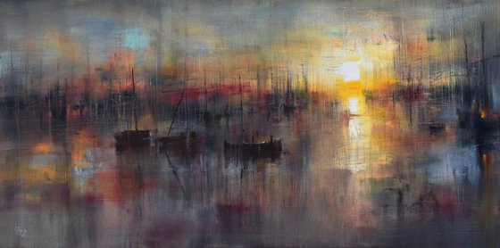 "Harbor of destroyed dreams - The sound of Ashes" W 120 x H 60 cm