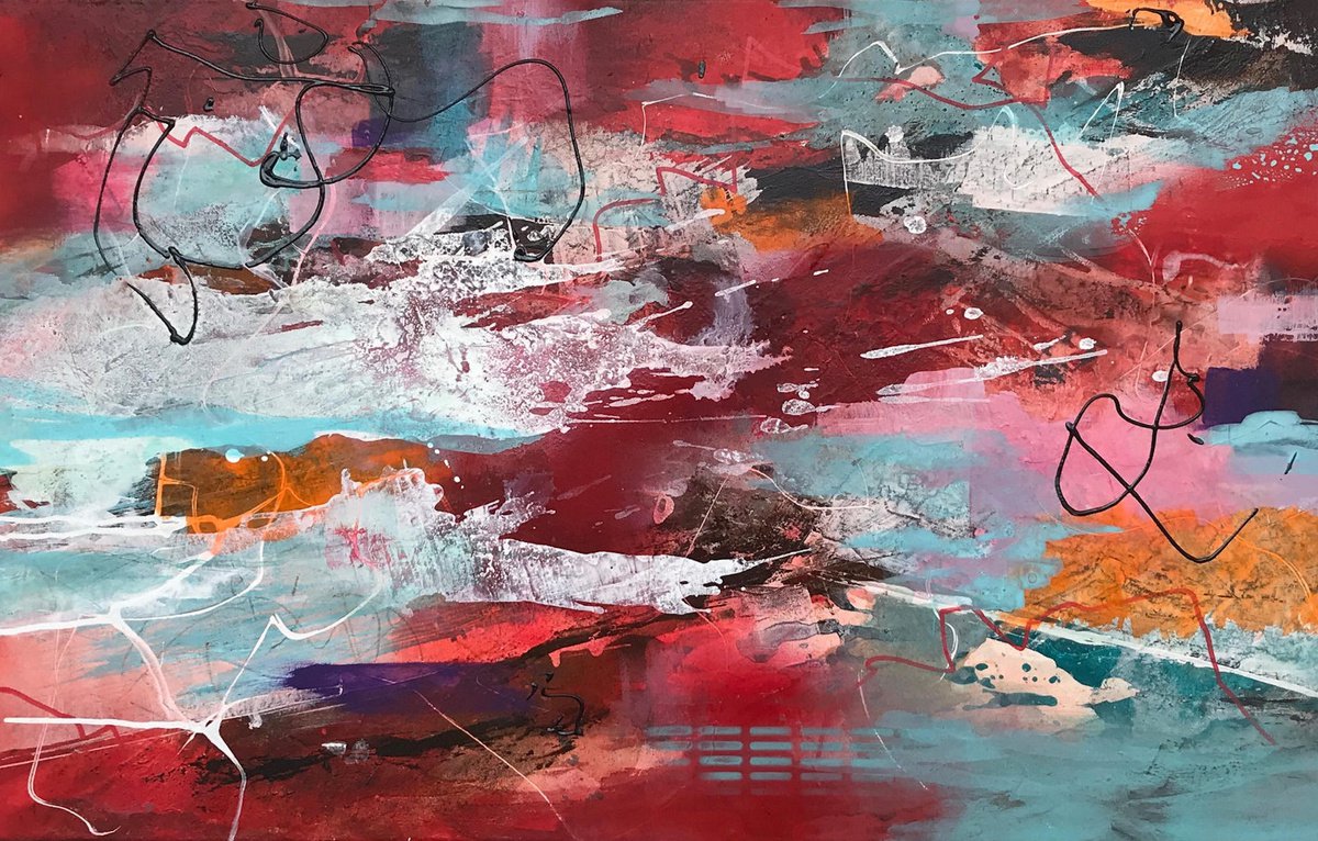 Abstract red landscape I by Anja Stemmer