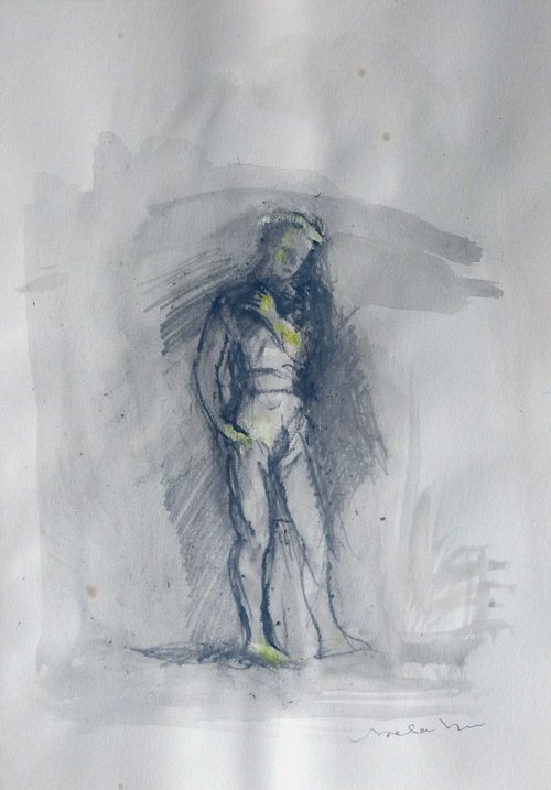 Sadness, mixed media 42x29 cm by Frederic Belaubre