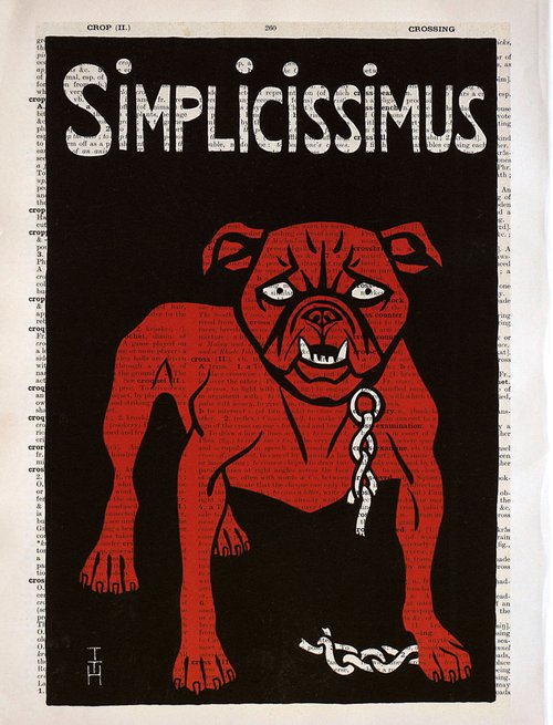 Simplicissimus - Collage Art Print on Large Real English Dictionary Vintage Book Page by Jakub DK - JAKUB D KRZEWNIAK