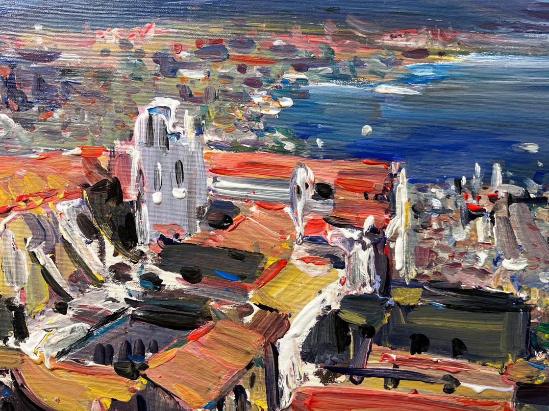 Original Acrylic Painting - Napoli Vesuvio View Impression by