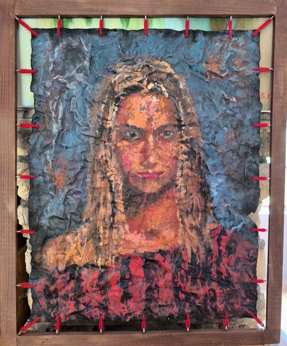 Expressive Portrait Oil Painting By Svetlana Grishkovec-Kiisky, 20 X 24", Self-Portrait, Original Artwork