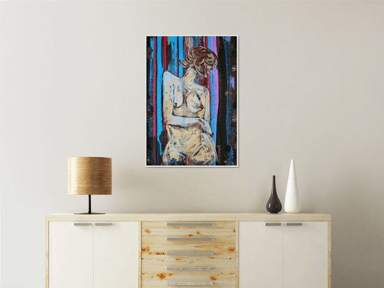 Nude Lines - Large Emotional Original Nude Art Painting