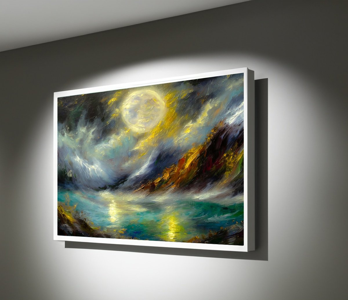 Moonlight Sonata Oil Abstract Seascape by Nikolina Andrea Seascapes and Abstracts