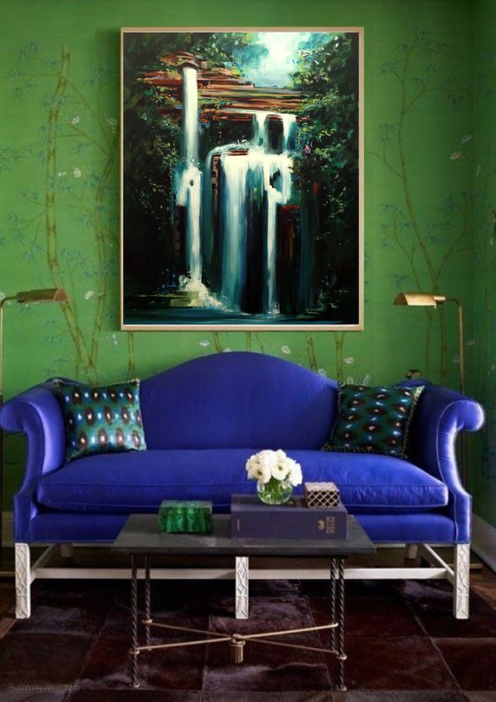 Water-fall in many way- original painting - 100 x 81 cm ( 39' x 32')