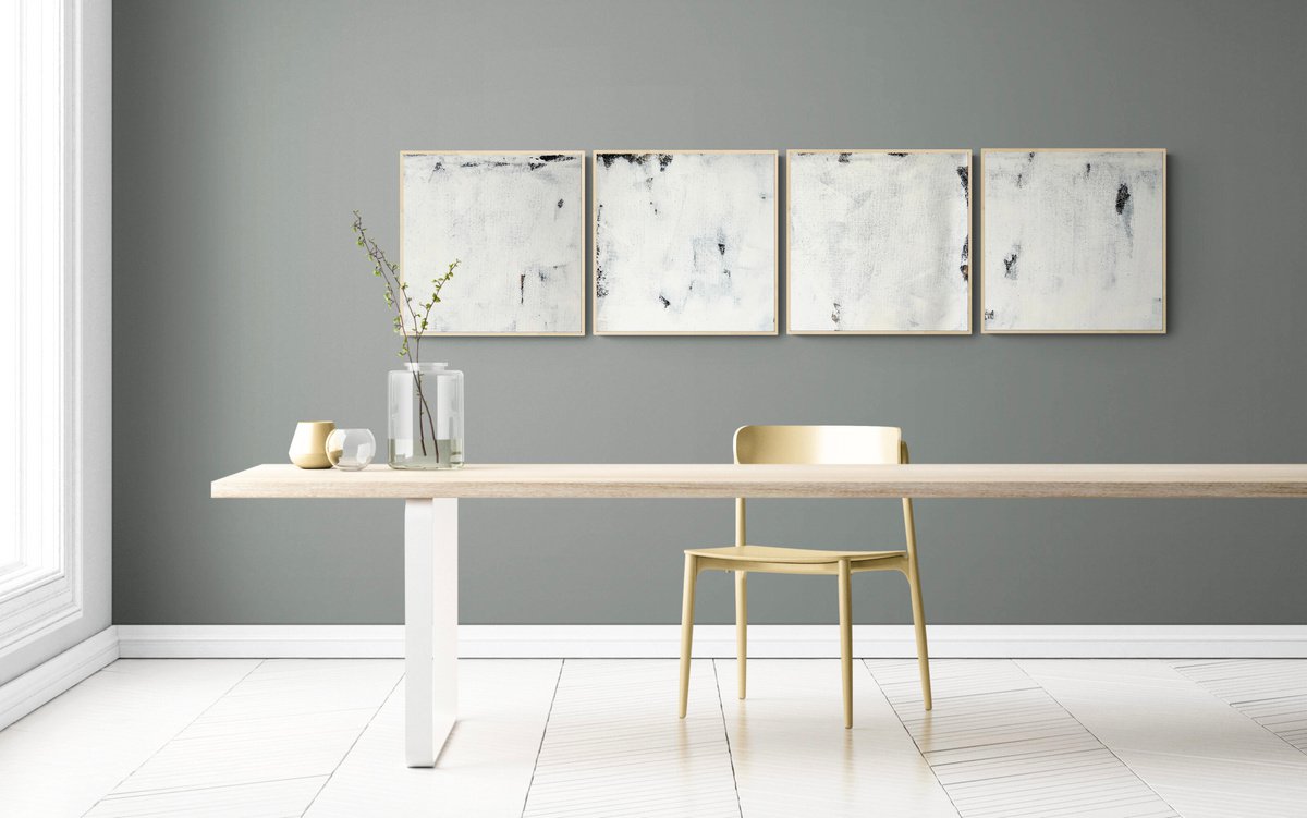 Abstraction No. 4021 b XXL black and white - set of 4 by Anita Kaufmann