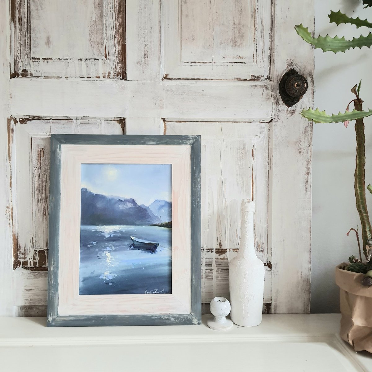 Impressionistic Landscape Oil Painting By Olha Laptieva, 15 X 19", Dawn At Sea In October, Original Artwork