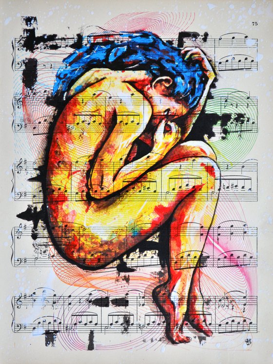 Time Lapse - Collage Art on Real Vintage Sheet Music Page