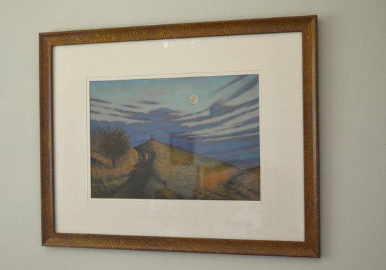 Moon over Barbury Castle