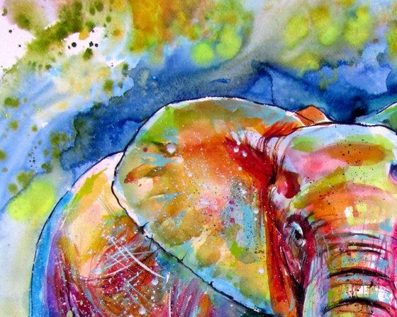 Elephant in the meadow