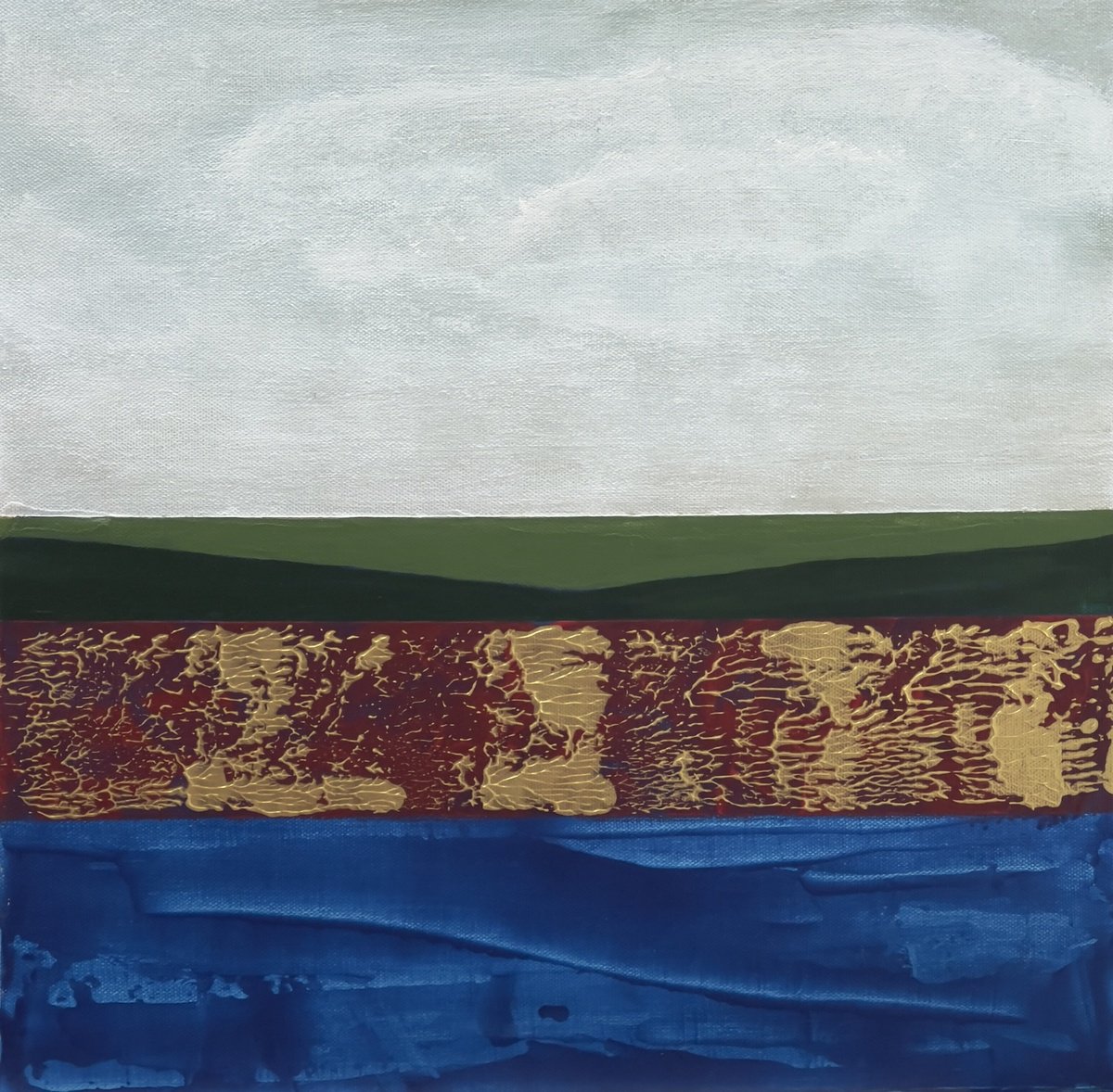 Abstract Landscape Acrylic Painting By Km Arts, 16 X 16", Malin Head, Original Artwork