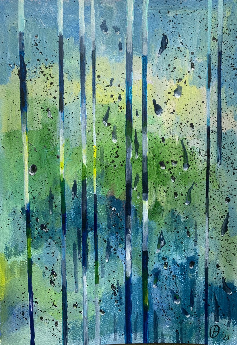 Impressionistic Landscape Acrylic Painting By Olga Pascari, 8 X 11", Drizzle, Original Artwork