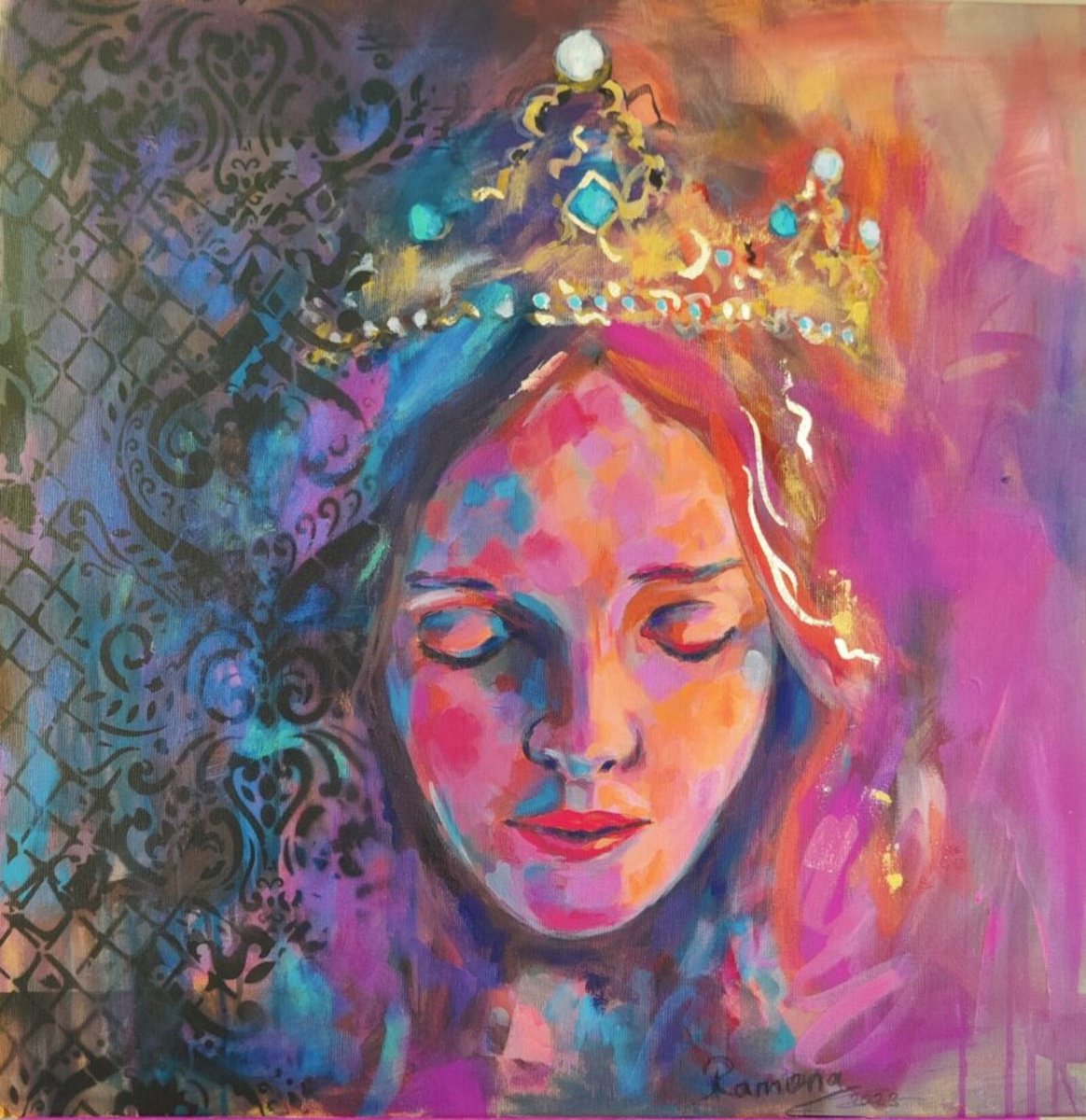 Urban And Pop Portrait Painting By Ramona Pintea, 24 X 24", When You