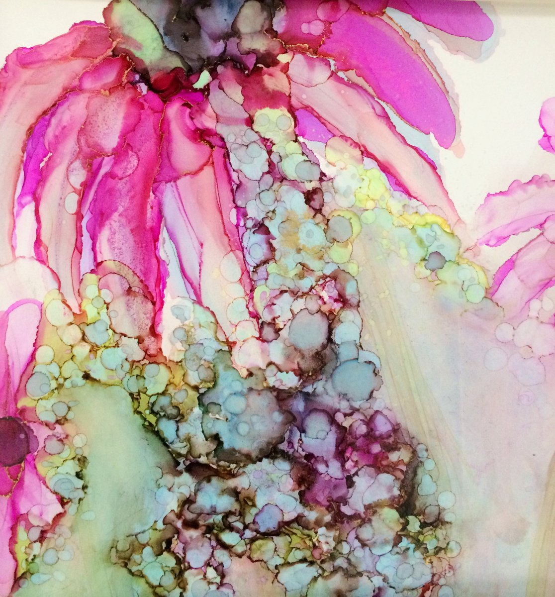 Exotic Blooms IV ~ Semi abstract / Impressionist Floral Painting Framed by Maxine Anne Martin