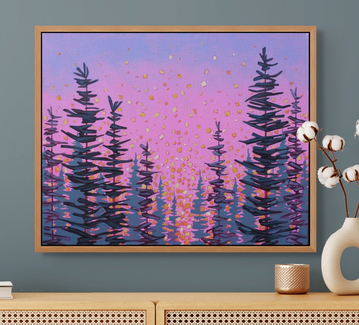 Impressionistic Landscape Acrylic Painting By Sage Mountain Studio, 30 X 24", Morning Blush, Original Artwork