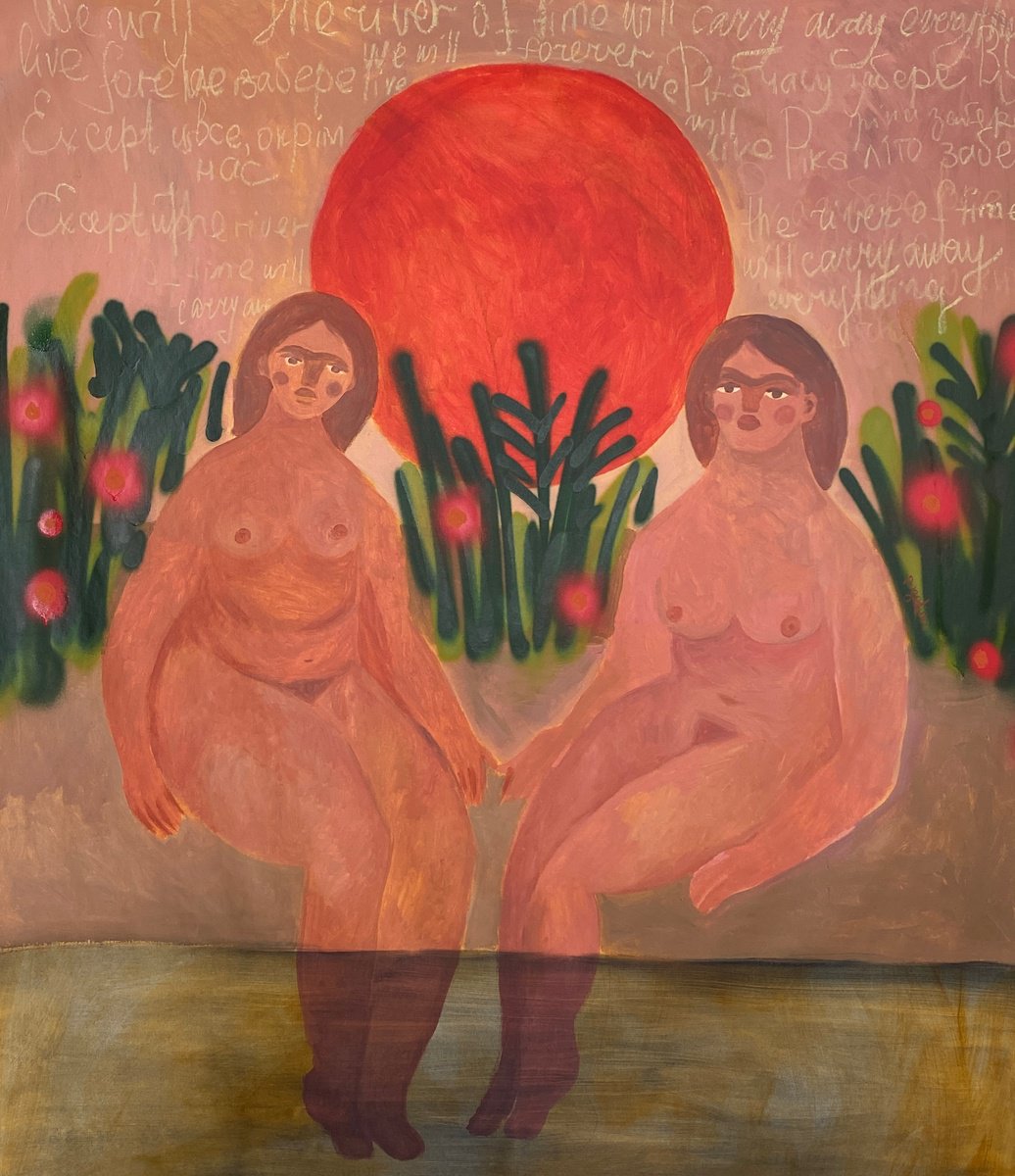 Impressionistic Portrait Acrylic Painting By Dasha Pogodina, 51 X 59, The River Of Time, Original Artwork