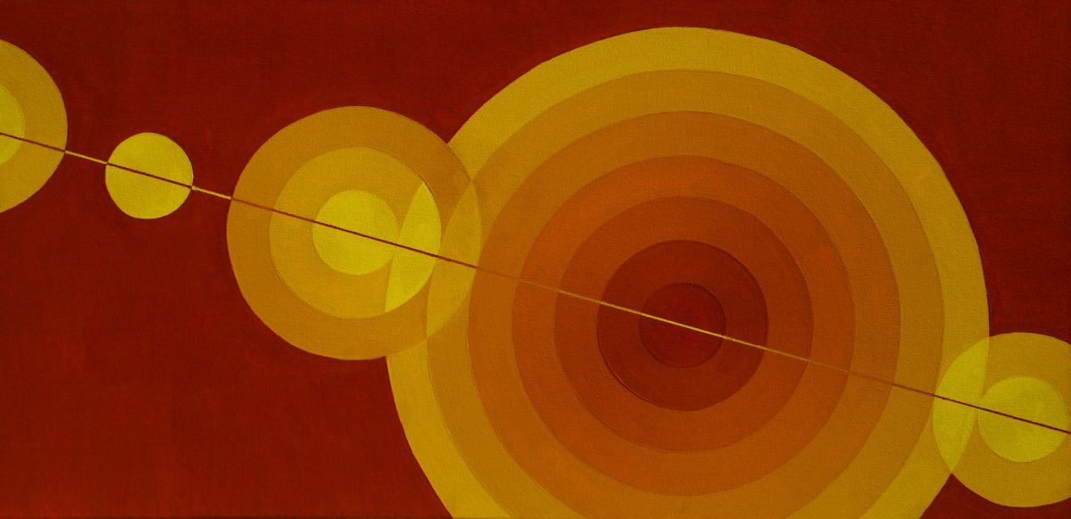 Geometric Abstract Acrylic Painting By Stephen Beer, 39 X 20", Geometric 013 - 2+1+3+7+2 Circles 4 Centimetres 15 Degrees, Artfinder