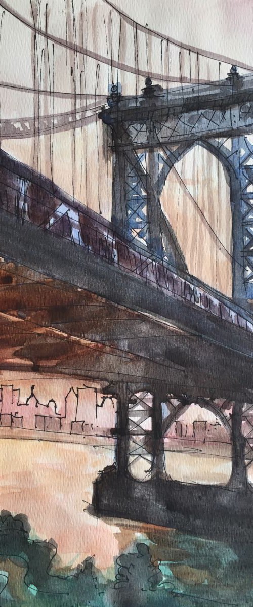 Manhattan Bridge at Sunset, New York by Joseph Peter D'silva