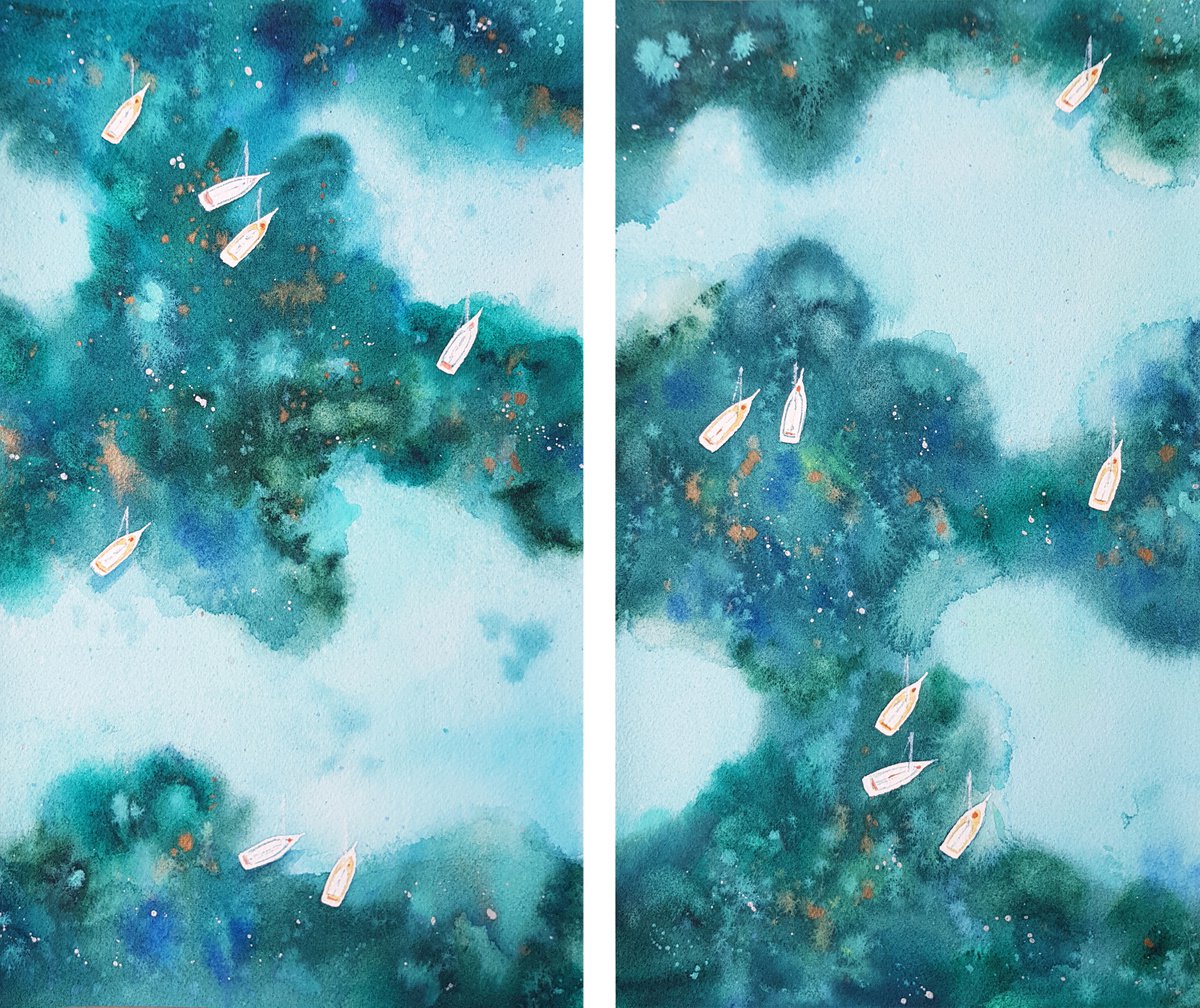 Mediterranean Seascape with yachts #4_23 by Svetlana Lileeva