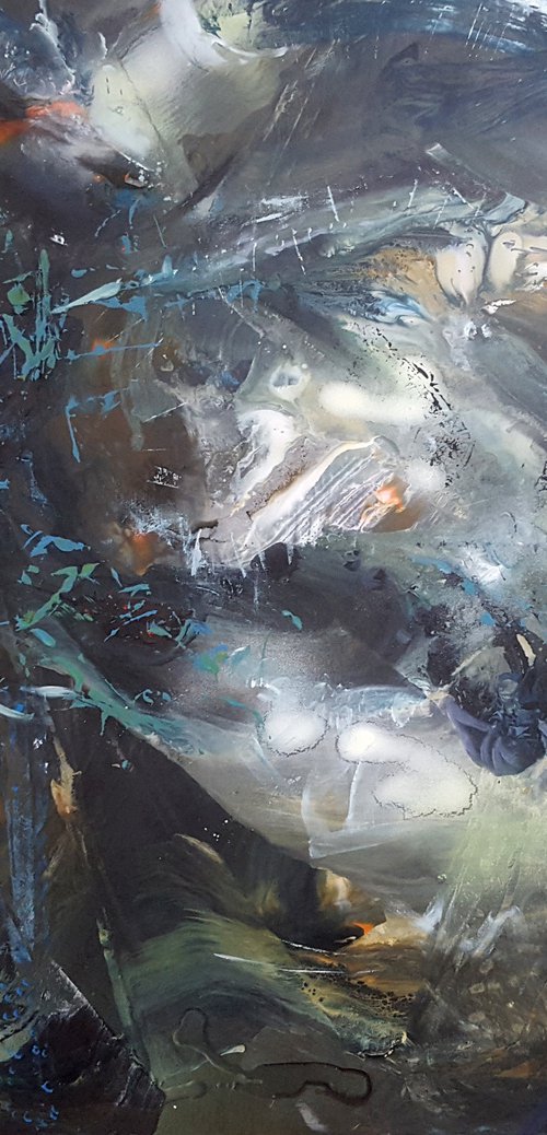 LARGE XXL CHILDHOOD DREAM COLORFULL ABSTRACT FASCINATING PAINTING BY O KLOSKA by Kloska Ovidiu