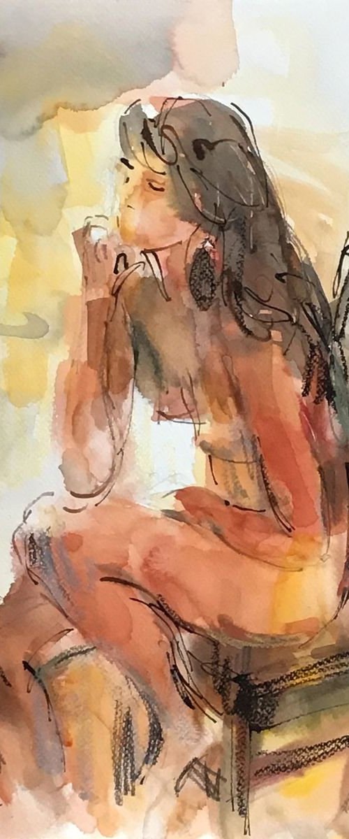 Sitting nude by Nelina Trubach-Moshnikova