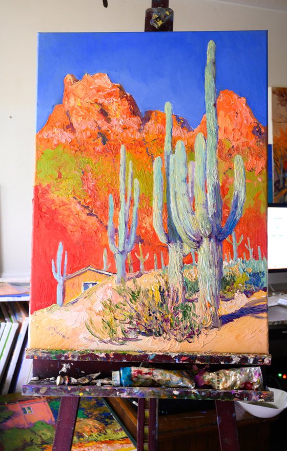 Red Rocks and Saguaro Cactuses