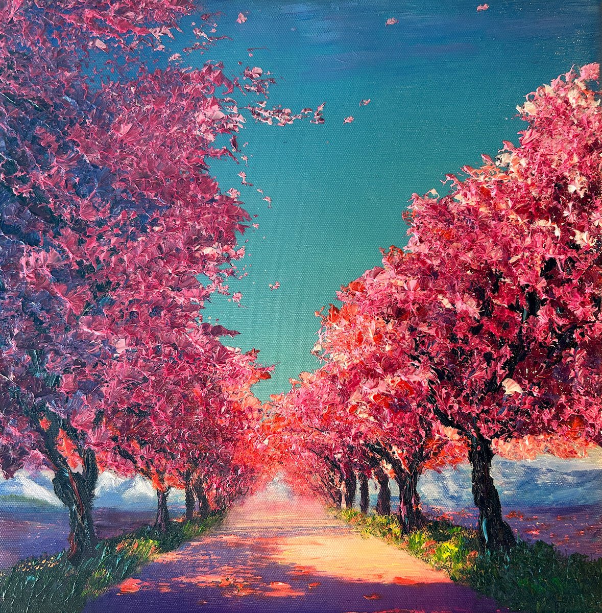 Impressionistic Landscape Oil Painting By Kenneth Halvorsen, 12 X 12", Utopia, Original Artwork