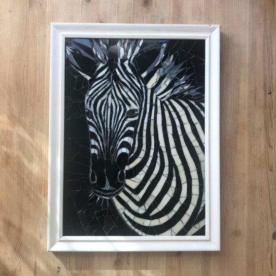 Glass mosaic Zebra african animal art