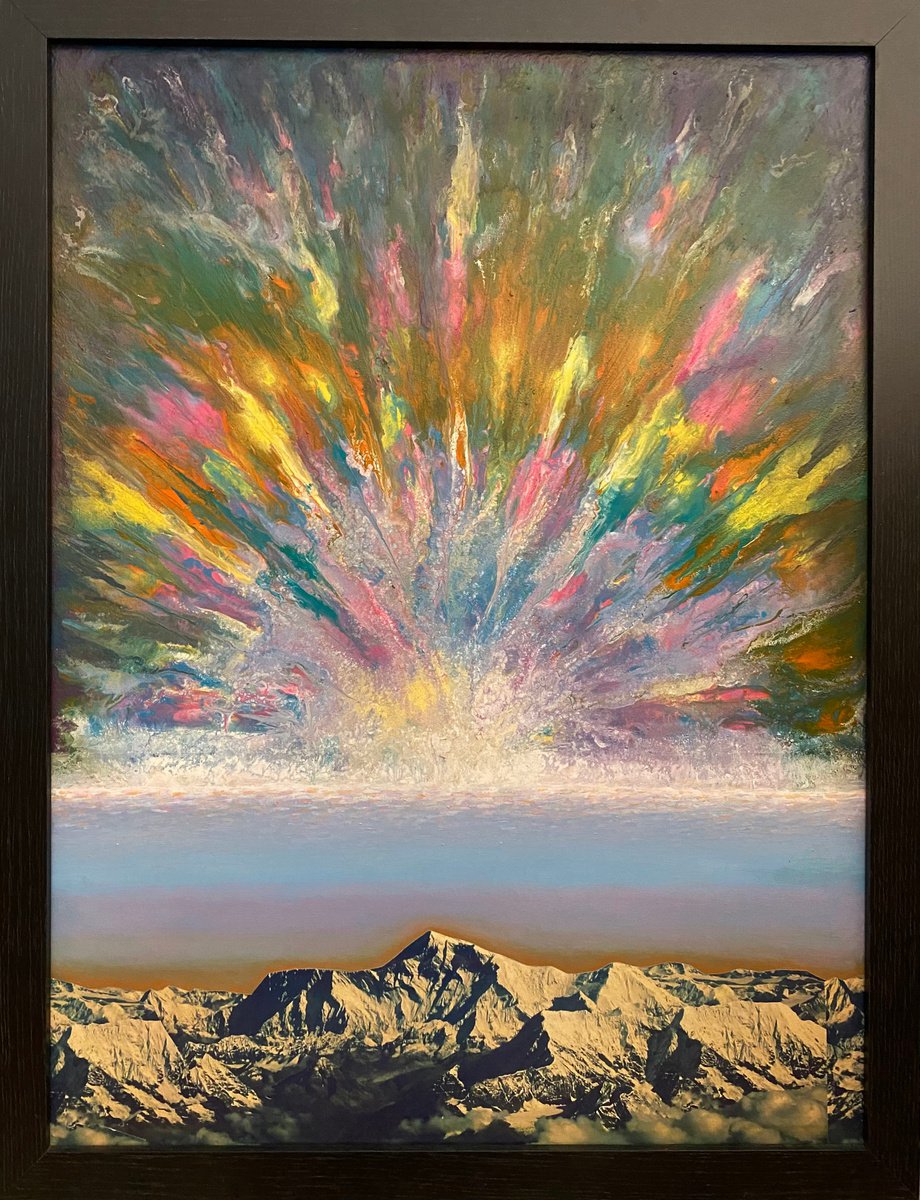 Surrealistic Landscape Painting By Stefano Pallara, 20 X 26", Echoing Mantra N.9, Original Artwork