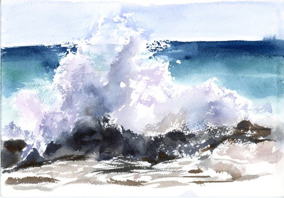 Wave crash on rock - triptych