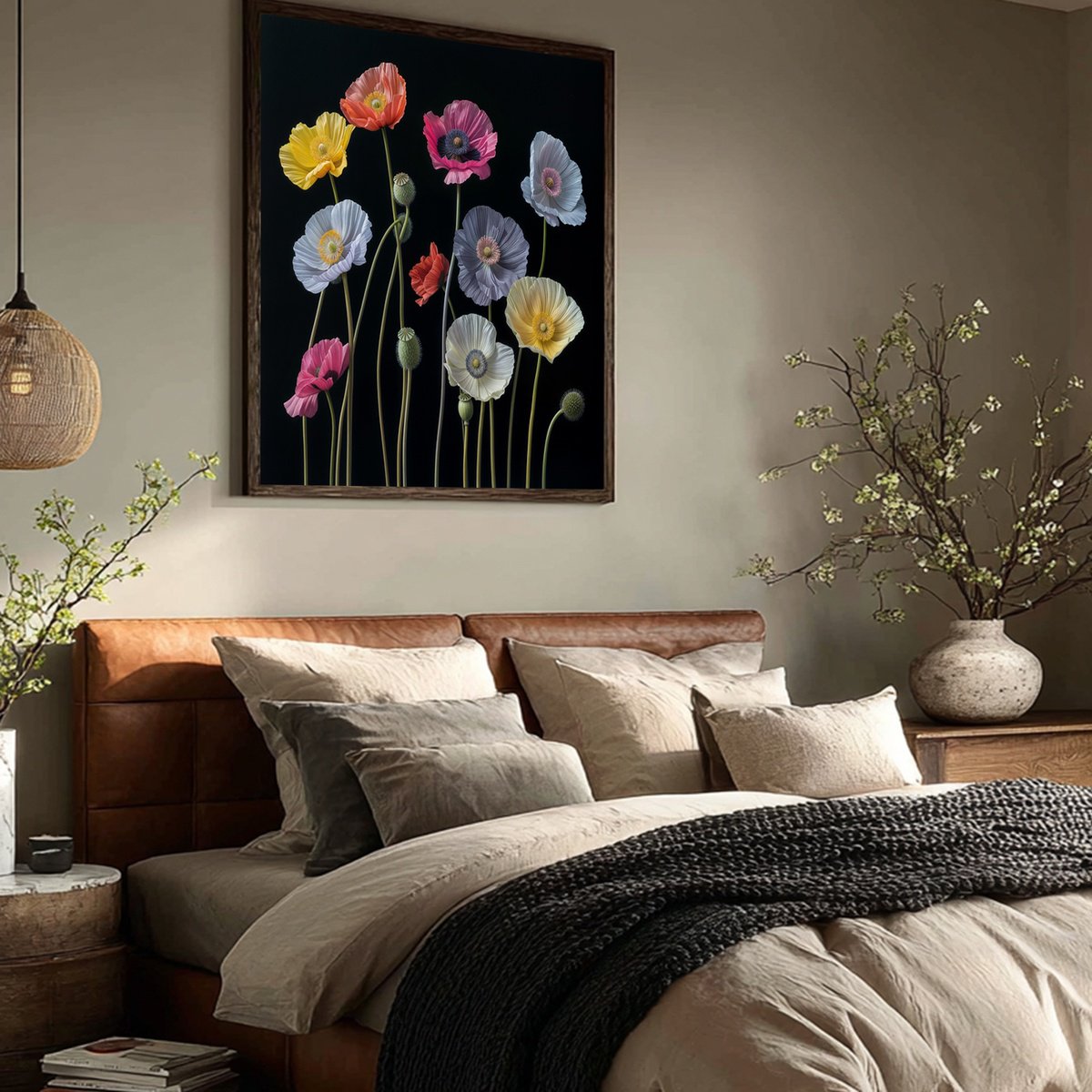 Photorealistic Botanical Photograph By Michael Filonow, 32 X 32", Poppies 53, Original Artwork