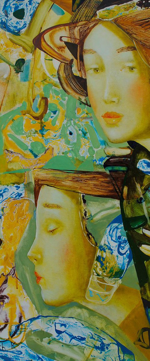 Colorful wall art, painting on canvas by Kate Kulish