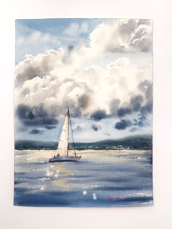 Sailboat and clouds