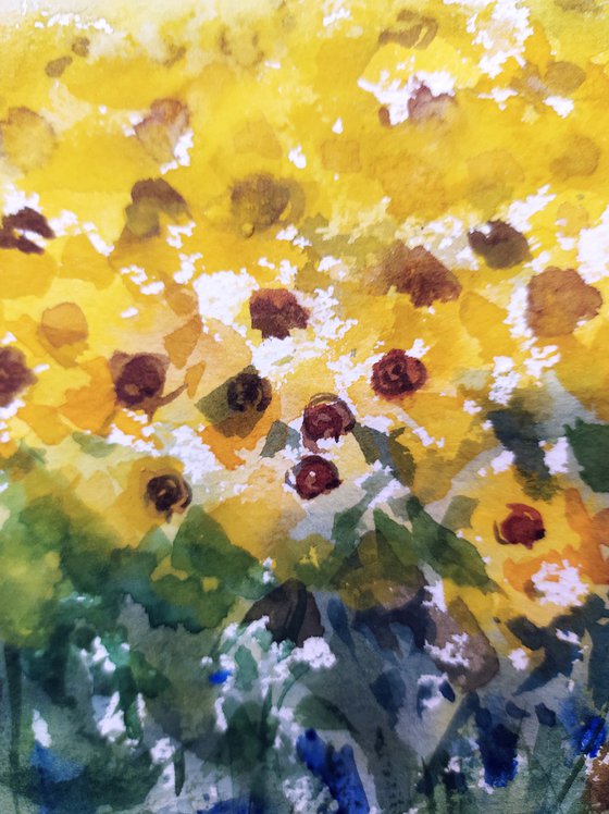 Painterly Sunflower fields