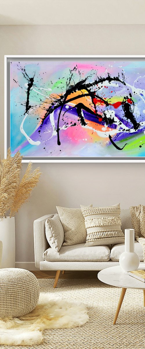 Elements - Large Colorful Abstract Painting by Soos Tiberiu
