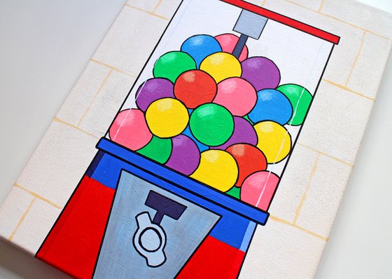 Retro Gumball Machine Painting