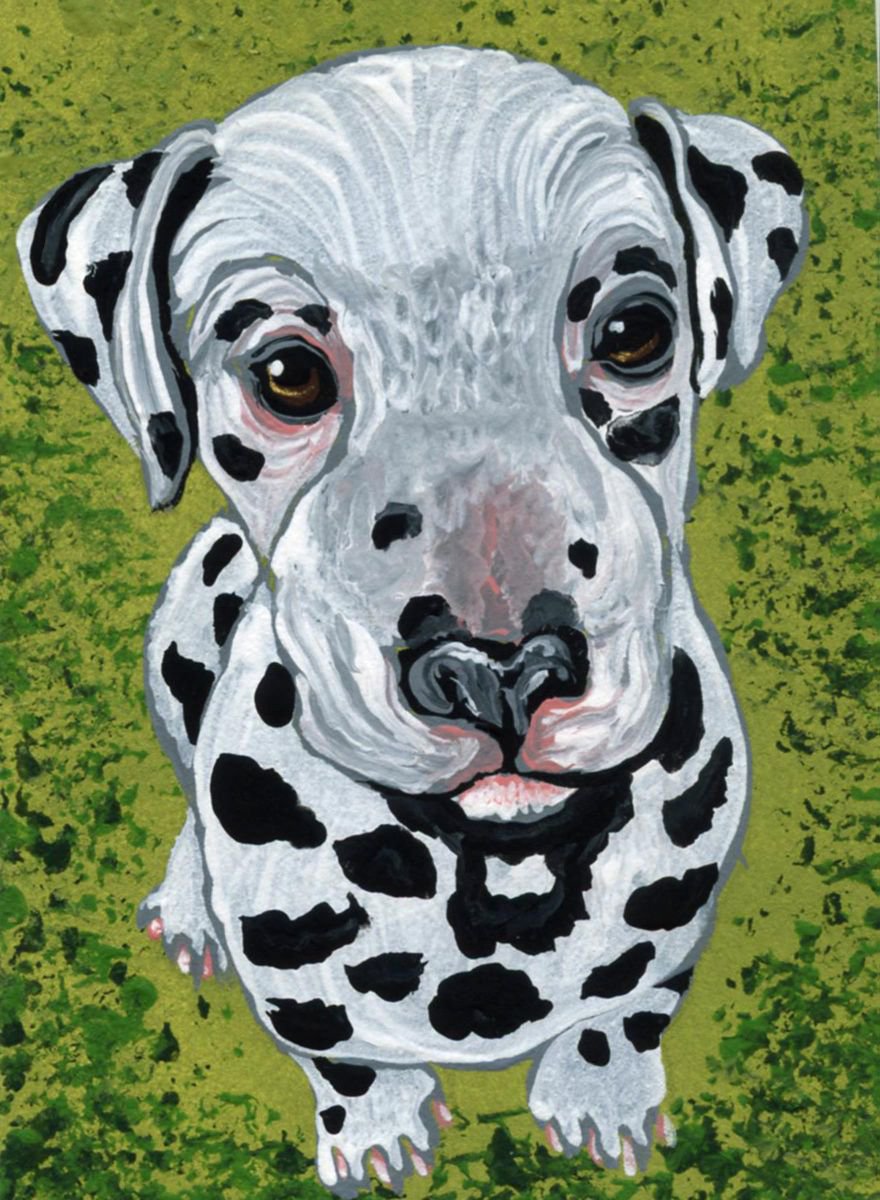 ACEO ATC Original Painting Dalmation Puppy Dog Art-Carla Smale by carla smale