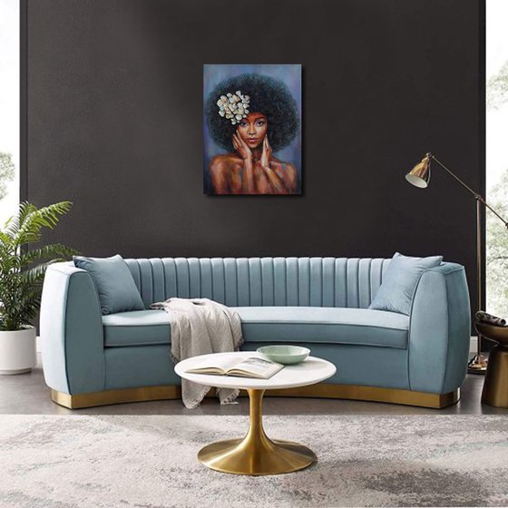 African woman portrait painting - portrait of a black woman