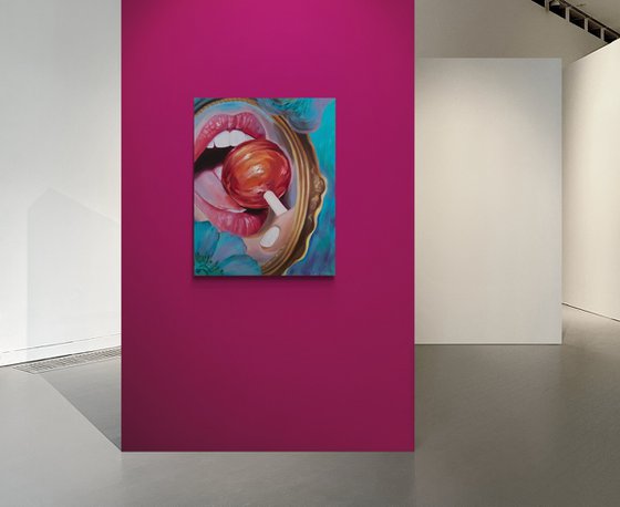 Tasty tease - Lollipop, erotic painting
